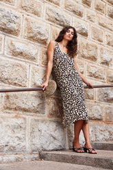 Fransa Ease Dress - Brown Leopard Print